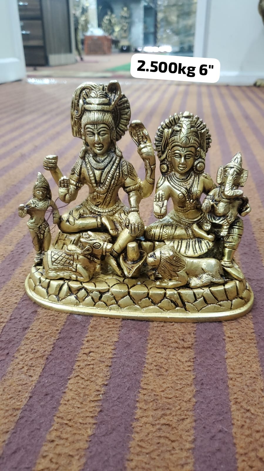 Brass Shiv parivar/Shiv ji Family Statue/Idol Shiv, Parvati, Ganesha showpiece for Home décor/Temple/Gift Item